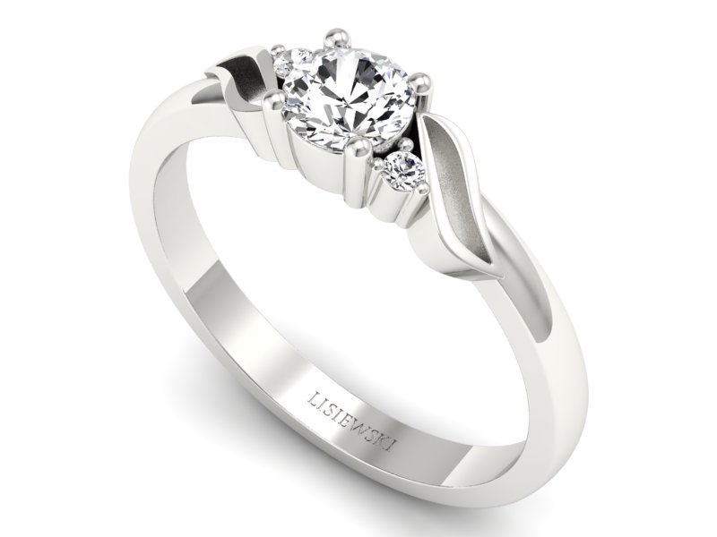 Złoty pierścionek z brylantami białe złoto - P15273b — zdjęcie 3