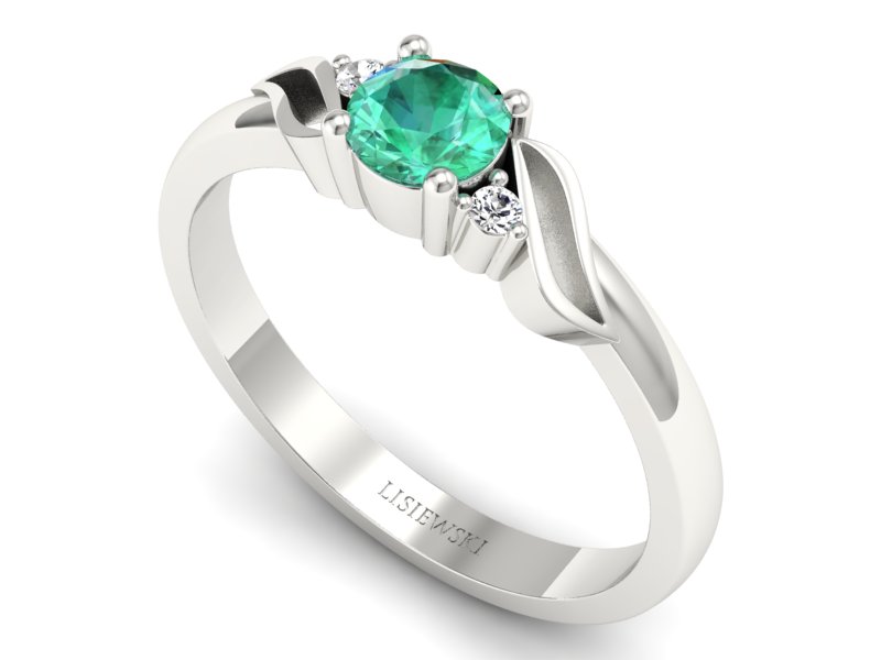 Złoty pierścionek ze szmaragdem i brylantami - P15273bszm — zdjęcie 3