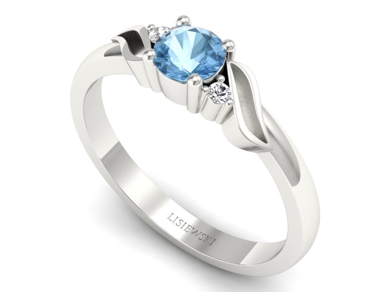 Pierścionek z topazem i brylantami białe złoto - P15273btp — zdjęcie 3