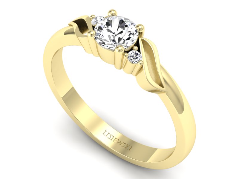 Złoty pierścionek z brylantami żółte złoto - P15273z — zdjęcie 3