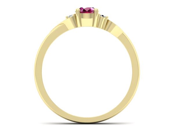 Złoty pierścionek z rubinem i brylantem złoto 585 - P15273zr