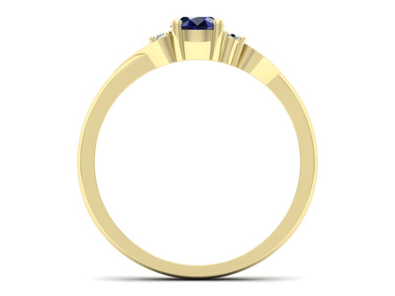Złoty pierścionek z szafirem i brylantami - P15273zsz — zdjęcie 2