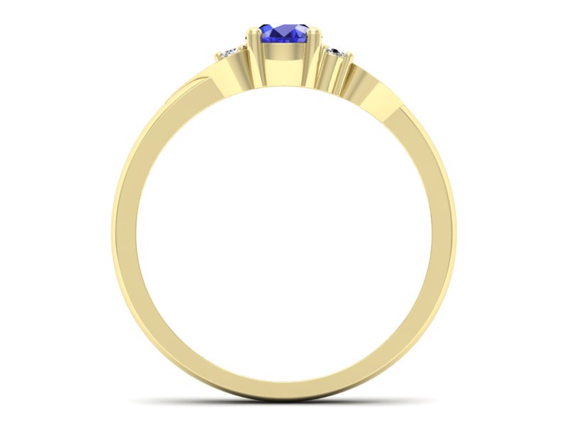 Złoty pierścionek z szafirem i brylantami - P15273zszc — zdjęcie 2