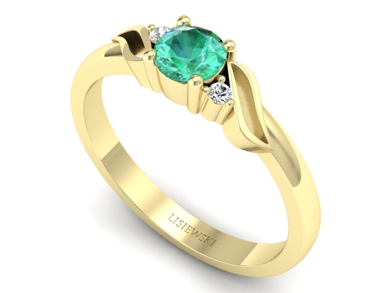 Pierścionek ze szmaragdem i brylantem - P15273zszm — zdjęcie 3