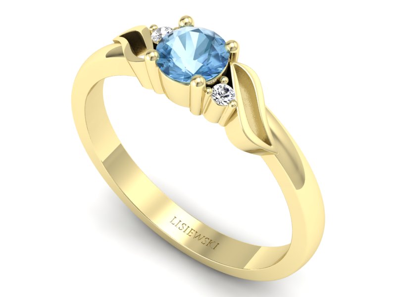Złoty pierścionek z topazem i brylantami - P15273ztp — zdjęcie 3