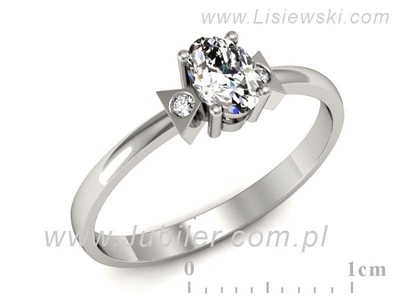 Złoty pierścionek z diamentami białe złoto - P15274b