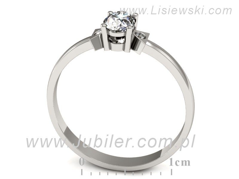 Złoty pierścionek z diamentami białe złoto - P15274b — zdjęcie 3