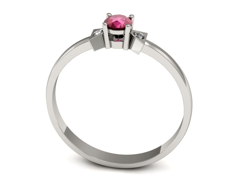 Pierścionek z rubinem i brylantami białe złoto - P15275br — zdjęcie 3