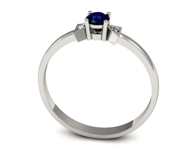 Pierścionek z szafirem i brylantami białe złoto - P15275bsz — zdjęcie 3