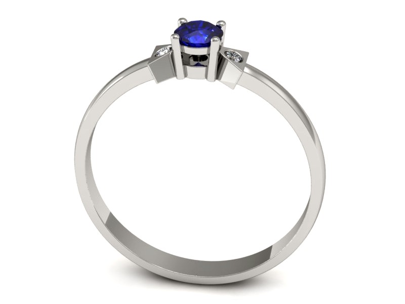 Pierścionek z szafirem i brylantami białe złoto - P15275bszc — zdjęcie 3