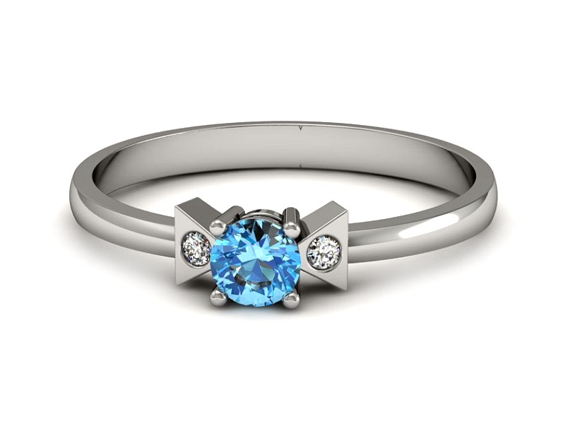 Pierścionek z topazem i brylantami białe złoto - P15275btp — zdjęcie 2