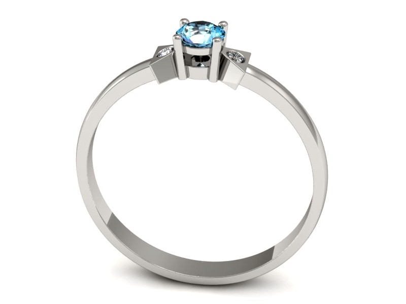 Pierścionek z topazem i brylantami białe złoto - P15275btp — zdjęcie 3