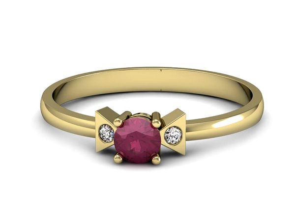 Złoty pierścionek z rubinem i brylantem złoto 585 - P15275zr