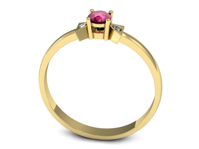Złoty pierścionek z rubinem i brylantem złoto 585 - P15275zr - 3