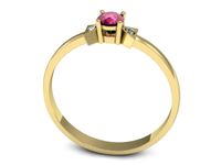 Złoty pierścionek z rubinem i brylantami złoto proba 585 - P15275zr- 3