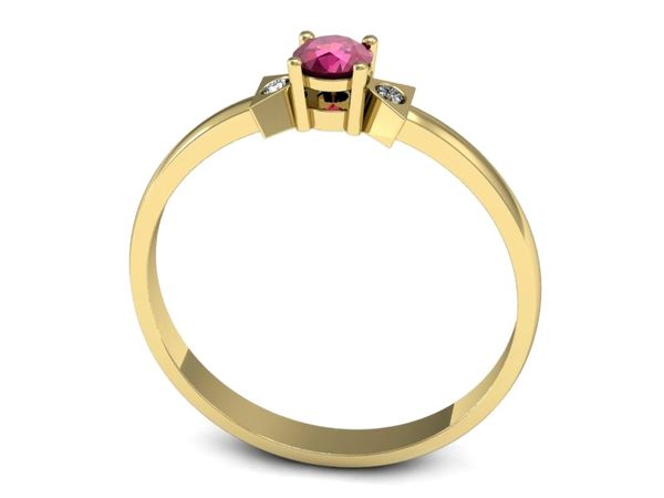 Złoty pierścionek z rubinem i brylantem złoto 585 - P15275zr