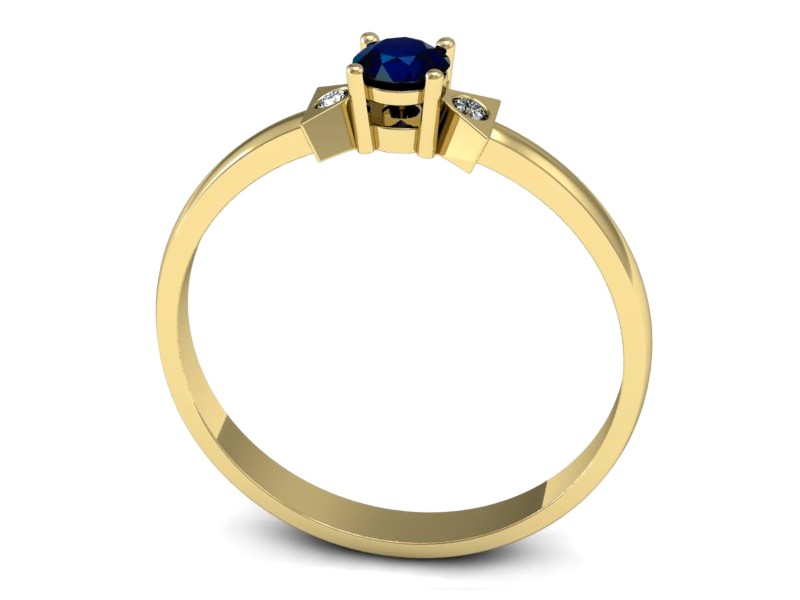 Złoty pierścionek z szafirem i brylantami - P15275zsz — zdjęcie 3