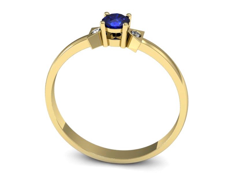 Złoty pierścionek z szafirem i brylantami - P15275zszc — zdjęcie 3