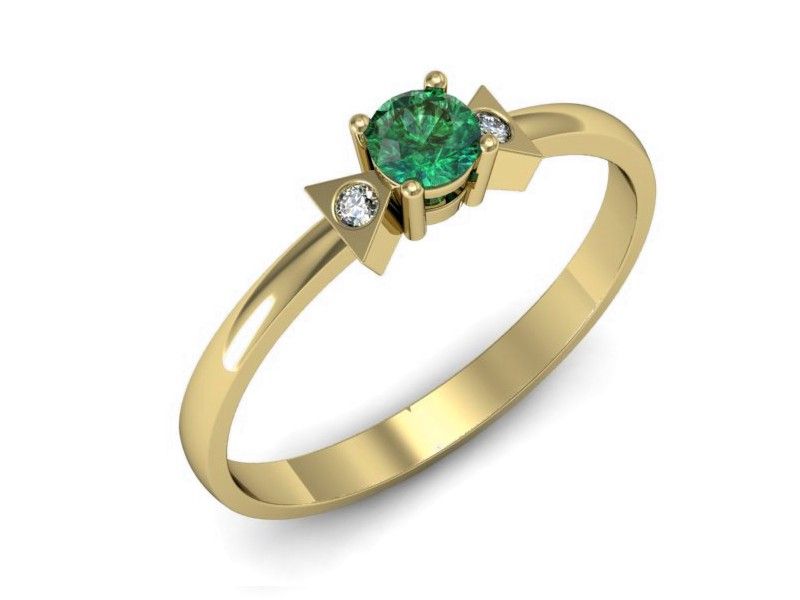 Niesamowity Złoty pierścionek ze szmaragdem i brylantami — P15275zszm
