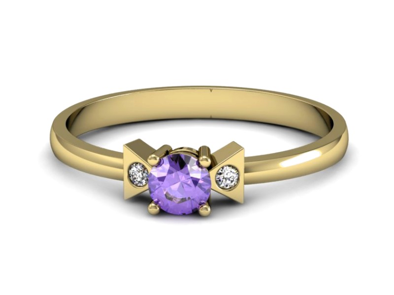 Pierścionek z tanzanitem i brylantami żółte złoto - P15275zt — zdjęcie 2