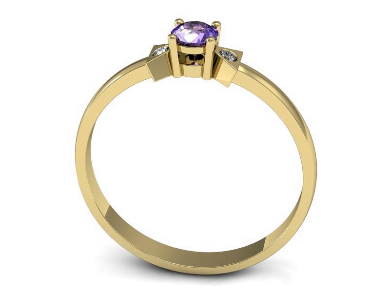 Pierścionek z tanzanitem i brylantami żółte złoto - P15275zt — zdjęcie 3