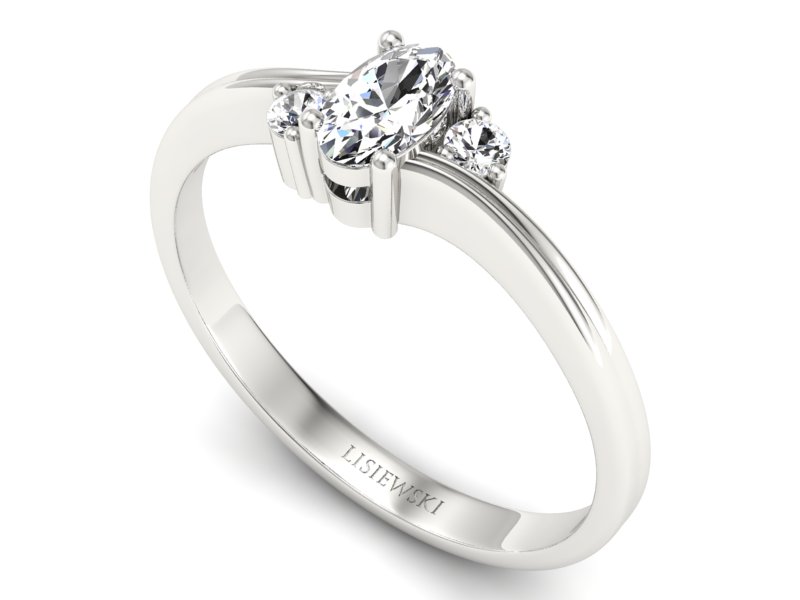 Złoty pierścionek z diamentami białe złoto - P15276b — zdjęcie 3