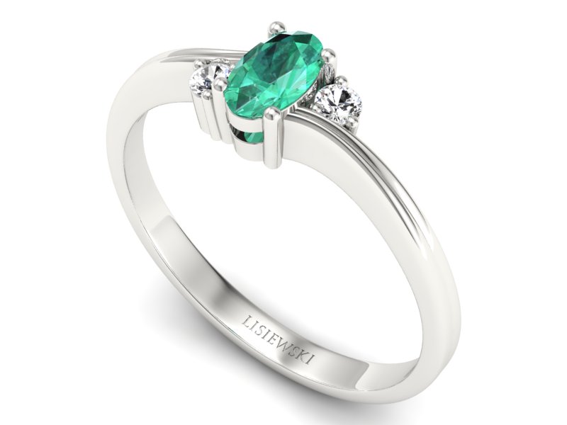 Złoty pierścionek ze szmaragdem i brylantami - P15276bszm — zdjęcie 3