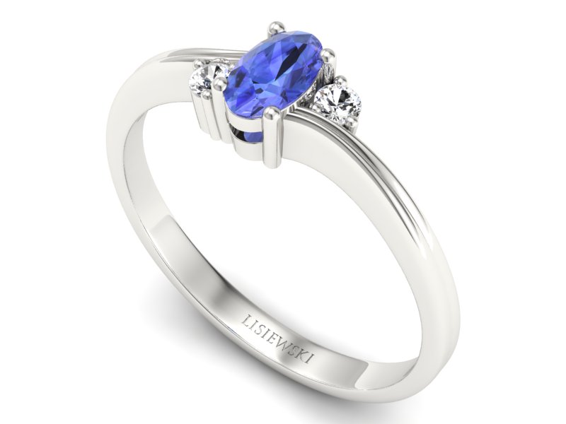 Pierścionek z tanzanitem białe złoto z brylantami - P15276bt — zdjęcie 3