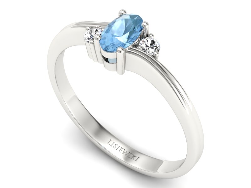Pierścionek z topazem i brylantami białe złoto - P15276btp — zdjęcie 3