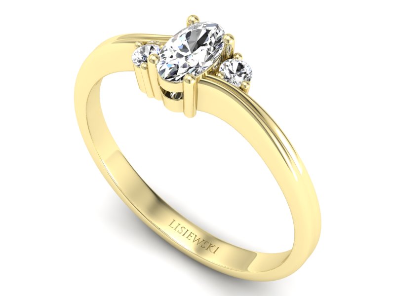 Pierścionek z diamentami żółte złoto - P15276z — zdjęcie 3