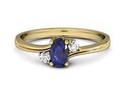 Złoty pierścionek z szafirem i diamentami złoto - P15276zszc - 2