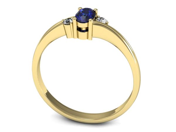 Złoty pierścionek z szafirem i diamentami złoto - P15276zszc