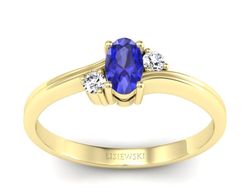 Złoty pierścionek z szafirem i diamentami - P15276zszc