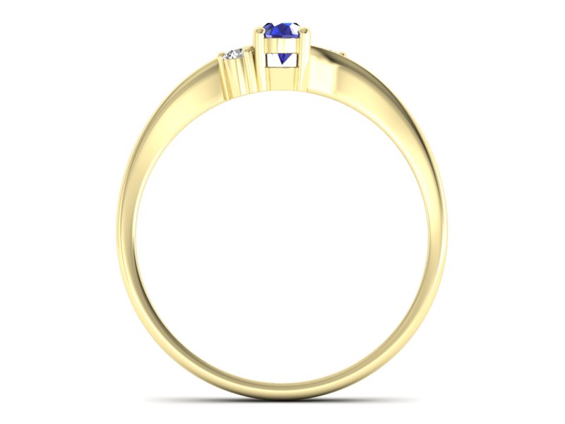 Złoty pierścionek z szafirem i diamentami - P15276zszc — zdjęcie 2