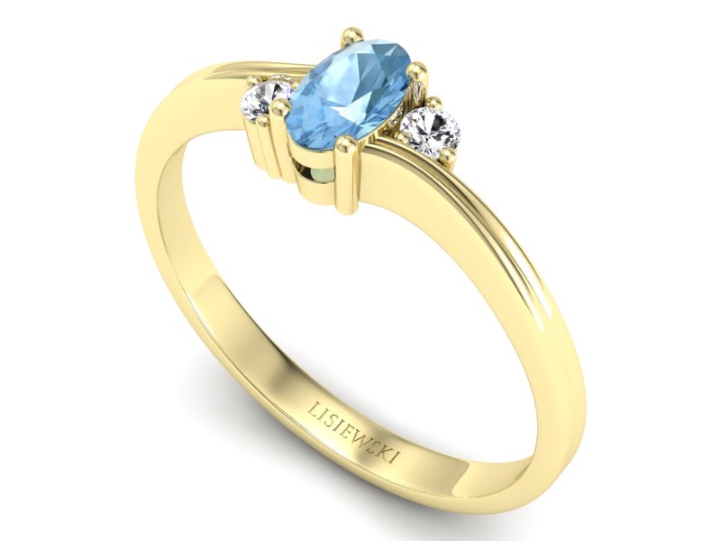 Pierścionek z topazem i brylantami żółte złoto - P15276ztp — zdjęcie 3