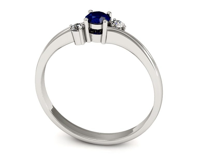 Pierścionek z szafirem i brylantami białe złoto - P15277bsz — zdjęcie 3