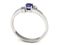 Pierścionek z szafirem i brylantami z białego złota 585 - P15277bszc- 3