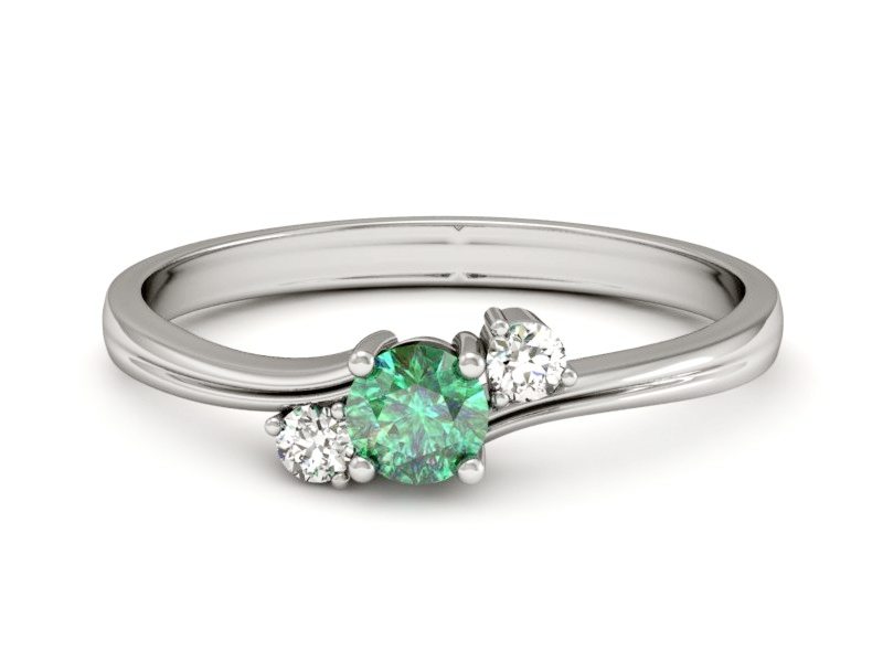 Pierścionek ze szmaragdem i brylantami - P15277bszm — zdjęcie 2
