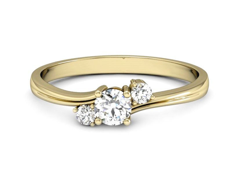 Złoty pierścionek z brylantami żółte złoto - P15277zP — zdjęcie 2
