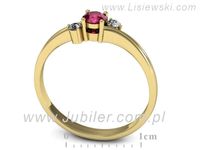 Złoty pierścionek z rubinem i brylantami złoto proba 585 - P15277zr- 3