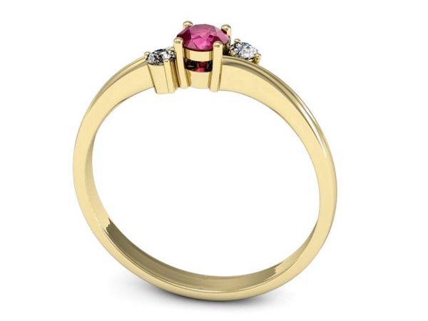 Złoty pierścionek z rubinem i brylantami - P15277zr