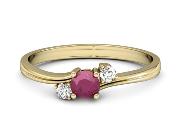Złoty pierścionek z rubinem i brylantami - P15277zr