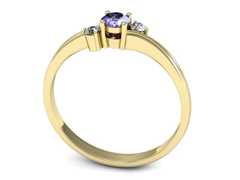 Pierścionek z tanzanitem i brylantami żółte złoto - P15277zt — zdjęcie 3