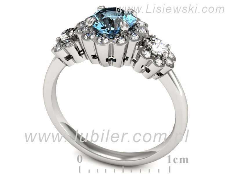 Złoty pierścionek z topazem i brylantami - P15278ba — zdjęcie 3