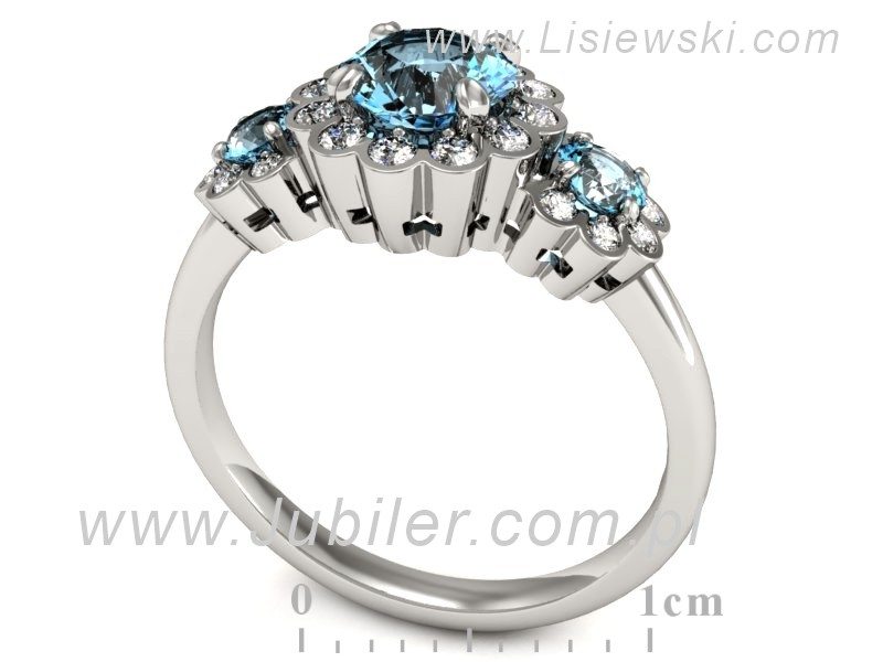 Pierścionek z topazami i brylantami białe złoto - P15278bva — zdjęcie 3