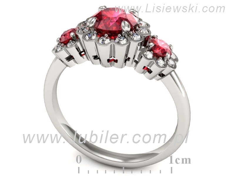 Złoty pierścionek z rubinami i brylantami - P15278bvr1 — zdjęcie 3