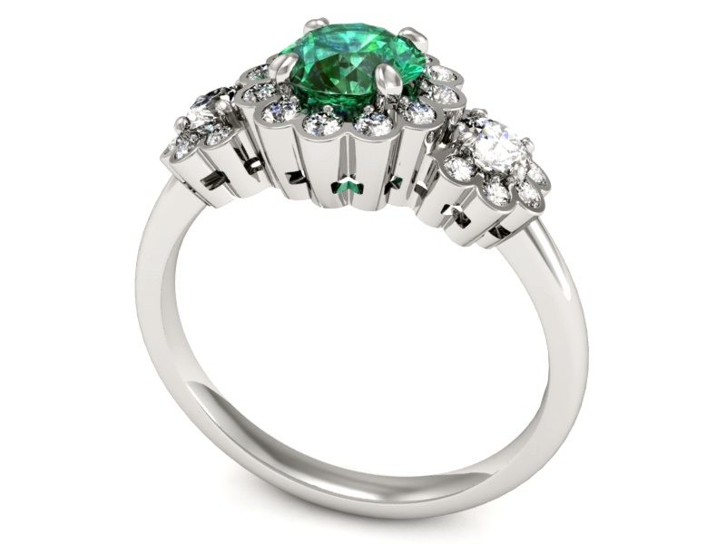 Złoty pierścionek ze szmaragdami i brylantami - P15278bvsm — zdjęcie 3