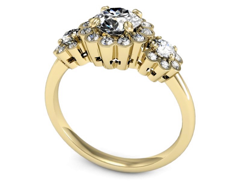 Złoty pierścionek z brylantami żółte złoto - P15278z — zdjęcie 3