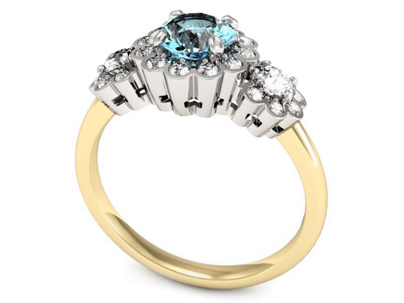 Złoty pierścionek topaz i brylanty złoto - P15278zba — zdjęcie 3