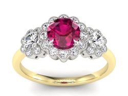 Pierścionek z rubinem i diamentami - P15278zbr